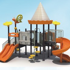 motocycle style bright color rectangle outdoor playground slide   12102A