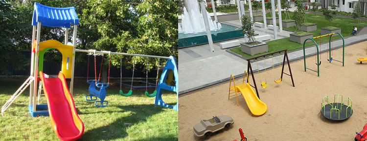 outdoor slides and swings for children